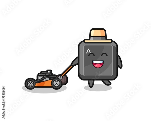 illustration of the keyboard button character using lawn mower