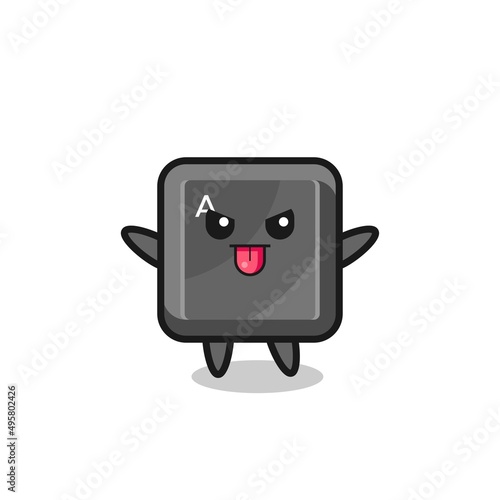 naughty keyboard button character in mocking pose