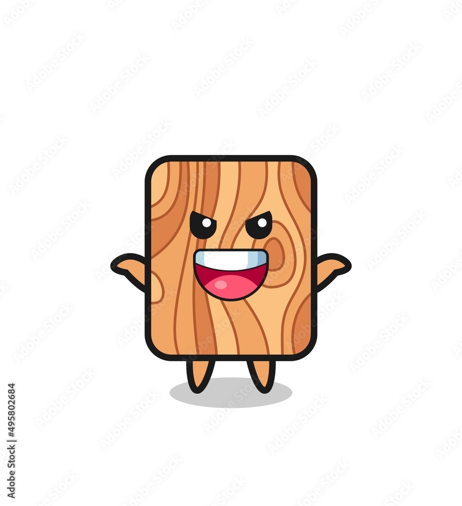 the illustration of cute plank wood doing scare gesture