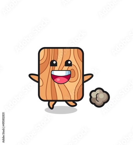the happy plank wood cartoon with running pose