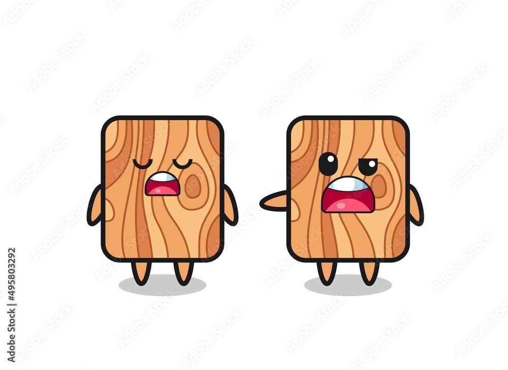 illustration of the argue between two cute plank wood characters illustration of the argue between two cute plank wood characters