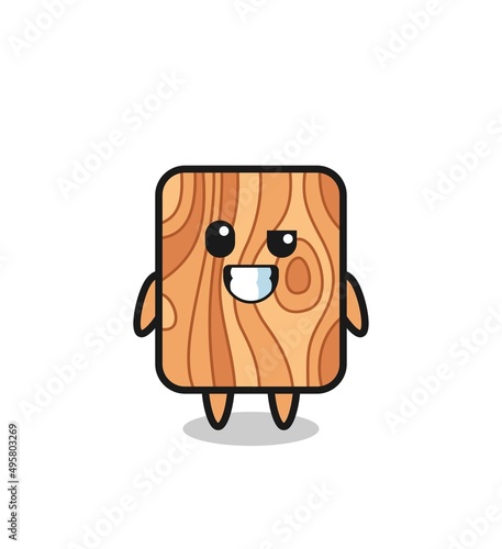 cute plank wood mascot with an optimistic face