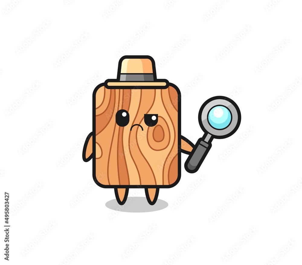 the mascot of cute plank wood as a detective the mascot of cute plank wood as a detective