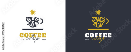 Vintage and Minimal Coffee Shop Logo. Cafe Logo or Emblem with Retro Style