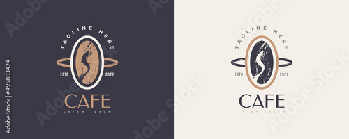 Vintage and Minimal Coffee Shop Logo. Cafe Logo or Emblem with Retro Style