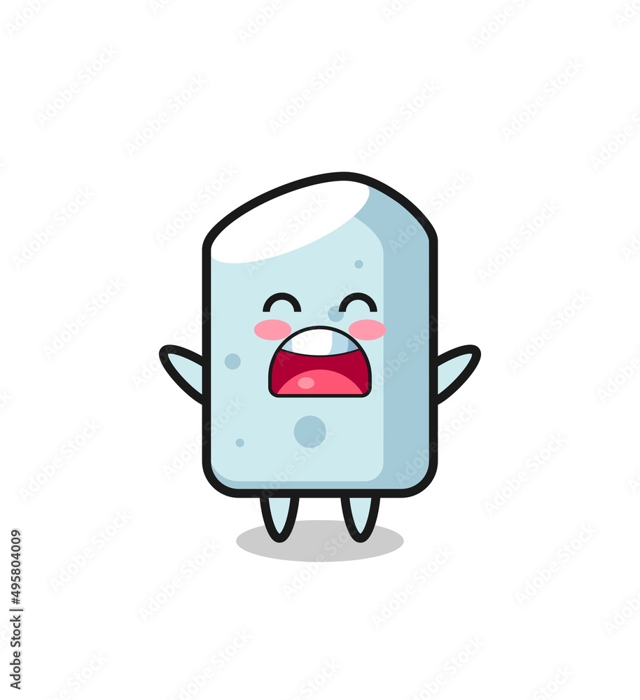 cute chalk mascot with a yawn expression cute chalk mascot with a yawn expression