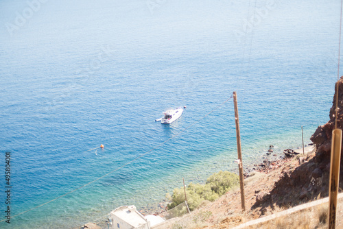 Boat in the Aegean Sea, Santorini photo