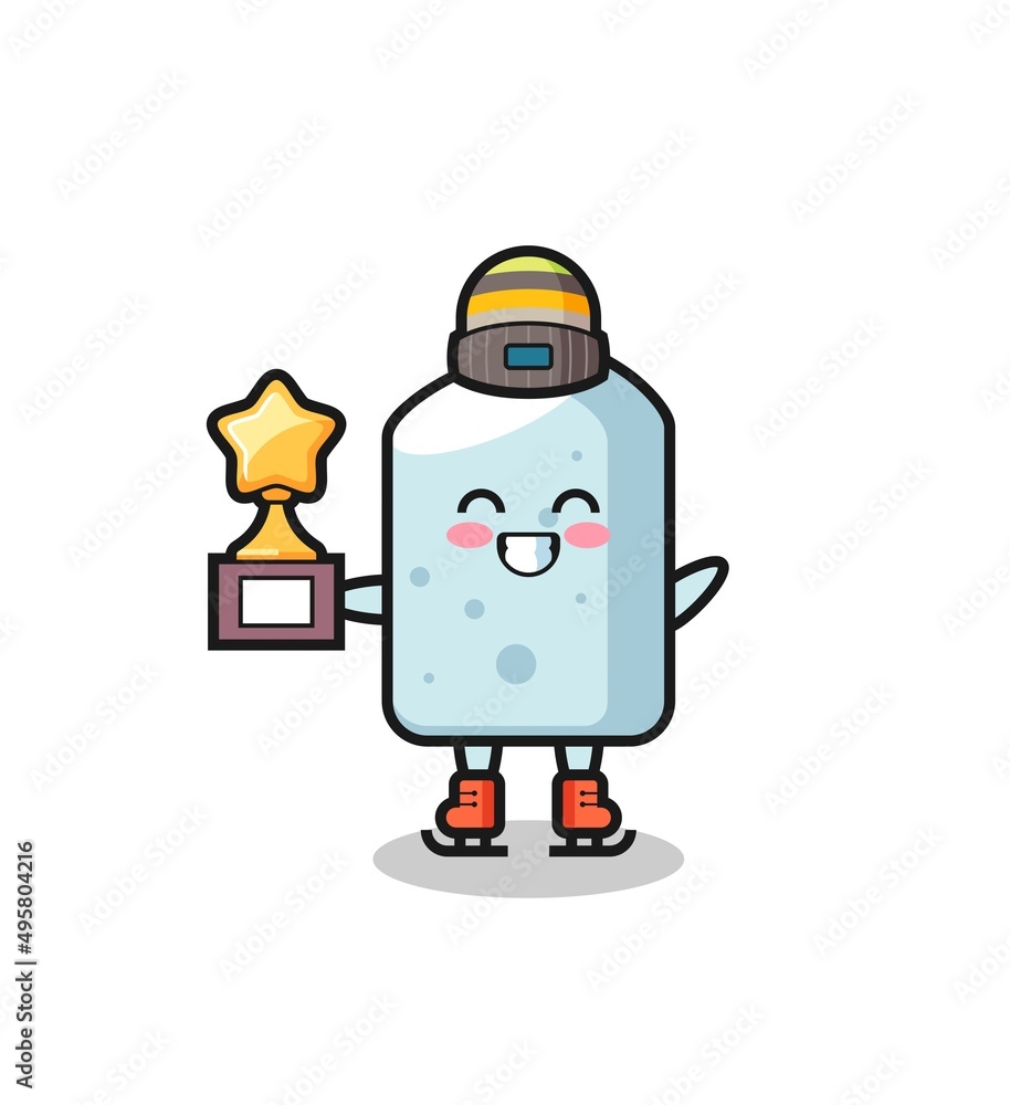 chalk cartoon as an ice skating player hold winner trophy chalk cartoon as an ice skating player hold winner trophy