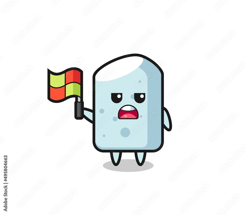 chalk character as line judge putting the flag up