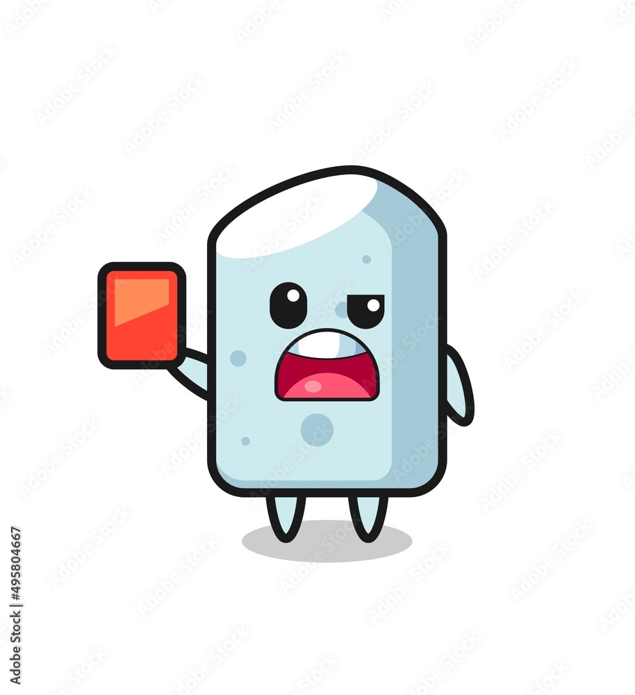 Fototapeta premium chalk cute mascot as referee giving a red card