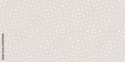 Vector minimalist geometric seamless pattern with small wavy shapes, curved lines. Simple abstract texture with concentric waves. Beige color background. Subtle modern minimal repeat design for decor