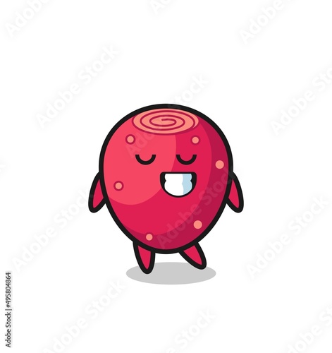 prickly pear cartoon illustration with a shy expression