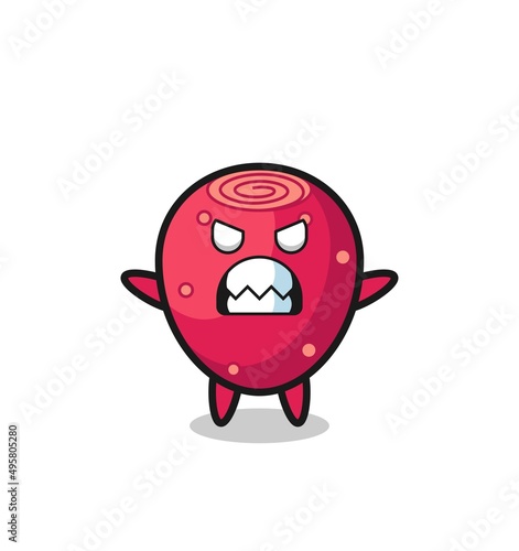 wrathful expression of the prickly pear mascot character