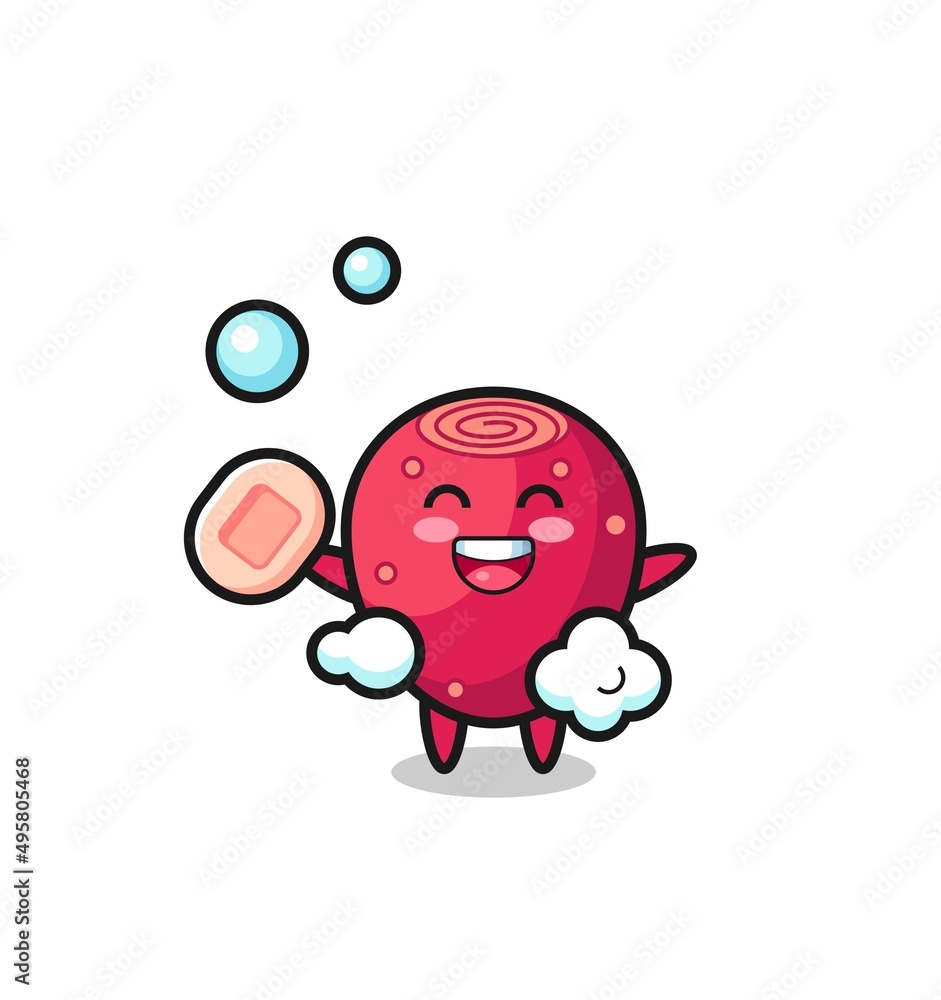 prickly pear character is bathing while holding soap prickly pear character is bathing while holding soap
