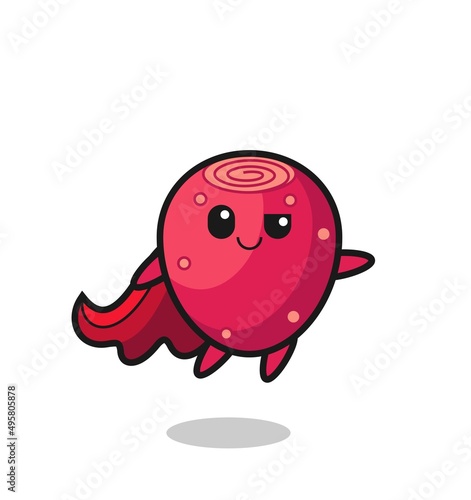 cute prickly pear superhero character is flying