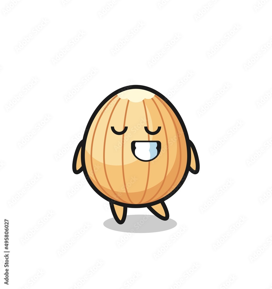 almond cartoon illustration with a shy expression