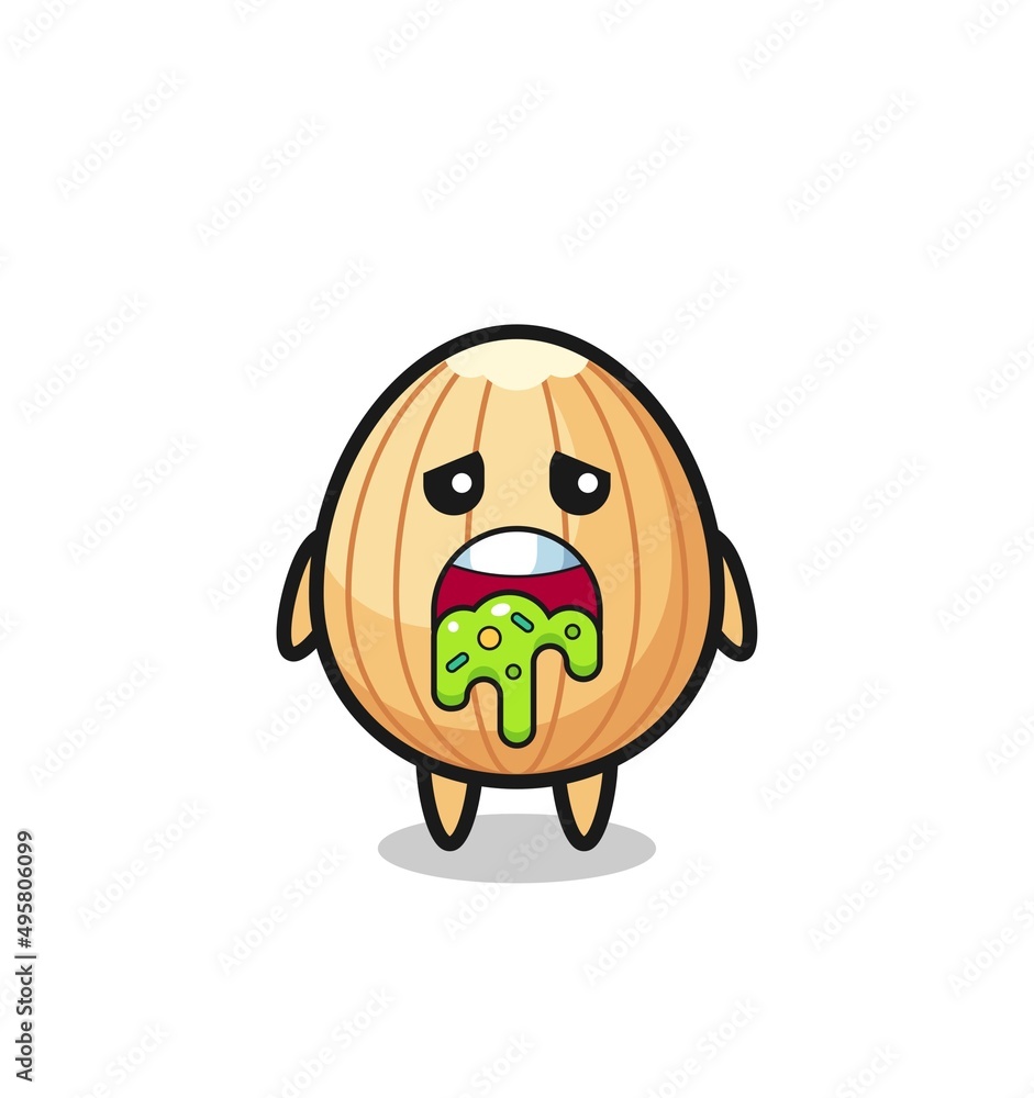 the cute almond character with puke the cute almond character with puke