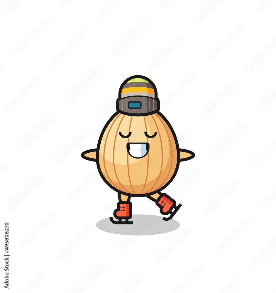 almond cartoon as an ice skating player doing perform almond cartoon as an ice skating player doing perform