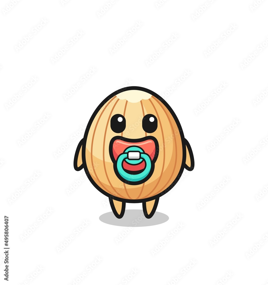 baby almond cartoon character with pacifier baby almond cartoon character with pacifier