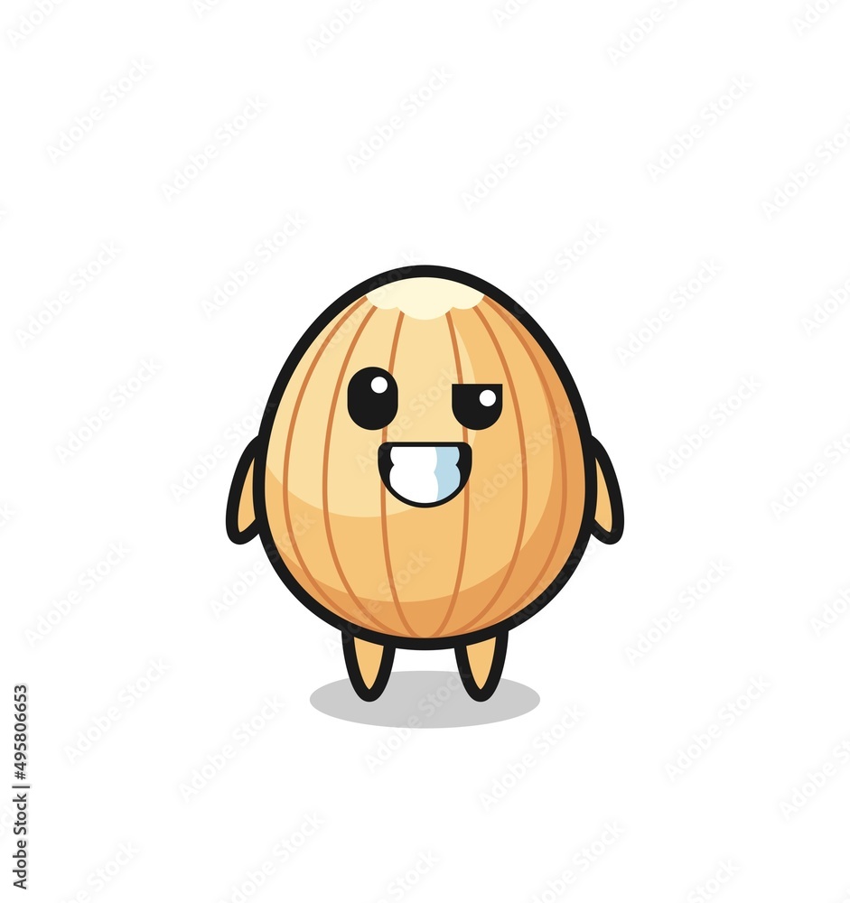 cute almond mascot with an optimistic face cute almond mascot with an optimistic face