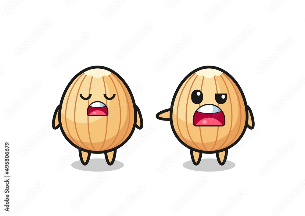 illustration of the argue between two cute almond characters