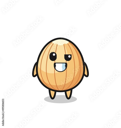 cute almond mascot with an optimistic face