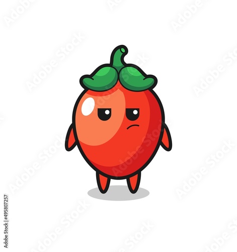 cute chili pepper character with suspicious expression