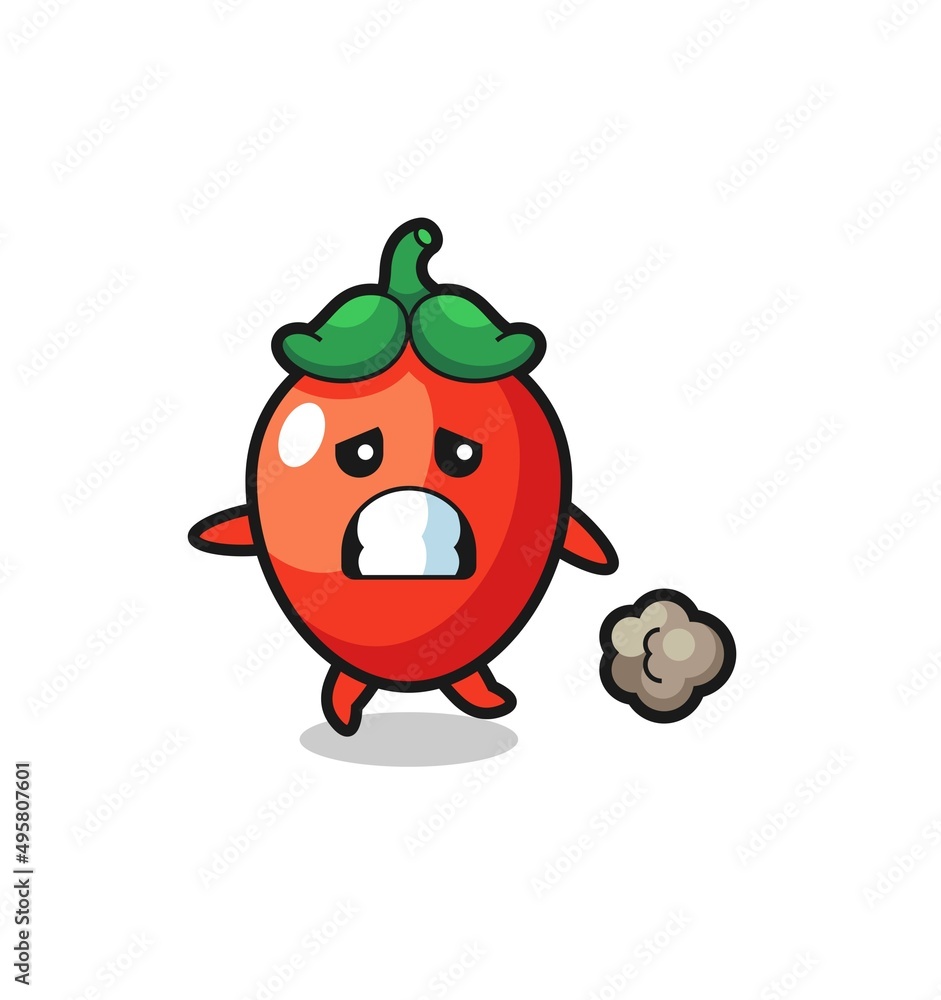 illustration of the chili pepper running in fear illustration of the chili pepper running in fear