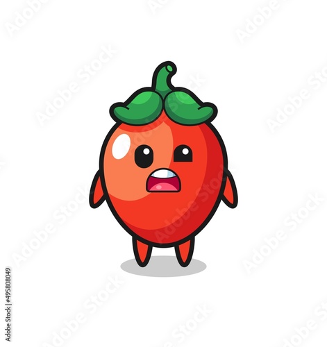 the shocked face of the cute chili pepper mascot