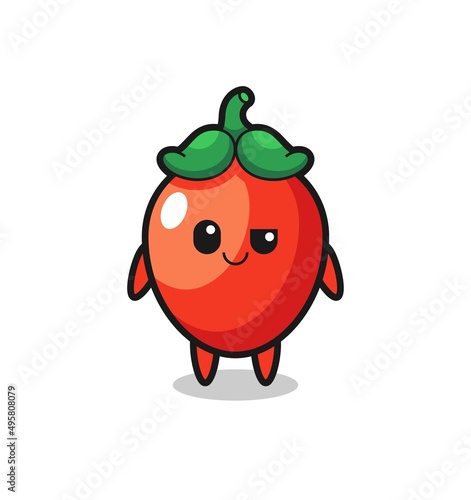 chili pepper cartoon with an arrogant expression