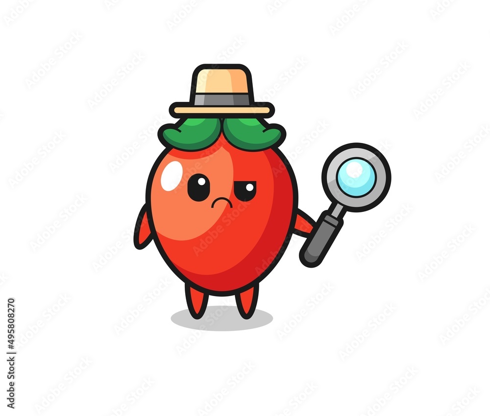the mascot of cute chili pepper as a detective the mascot of cute chili pepper as a detective