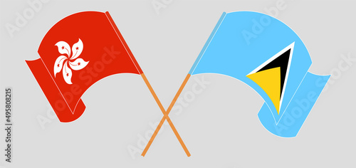 Photography Crossed flags of Hong Kong and Saint Lucia