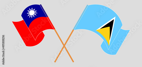 Free Download Crossed flags of Taiwan and Saint Lucia. Official colors. Correct proportion - GFXLoad