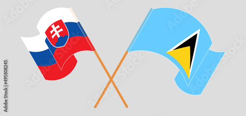 Photography Crossed flags of Slovakia and Saint Lucia