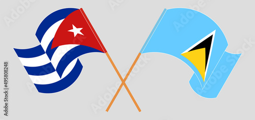 Free Download Crossed flags of Cuba and Saint Lucia. Official colors. Correct proportion - GFXLoad