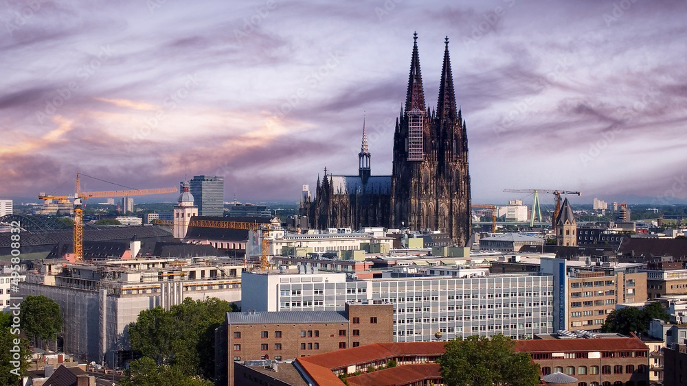 Over the rooftops of Cologne Germany - COLOGNE GERMANY - JUNE 25, 2021