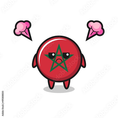 annoyed expression of the cute morocco flag cartoon character