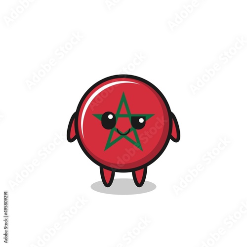 morocco flag cartoon with an arrogant expression