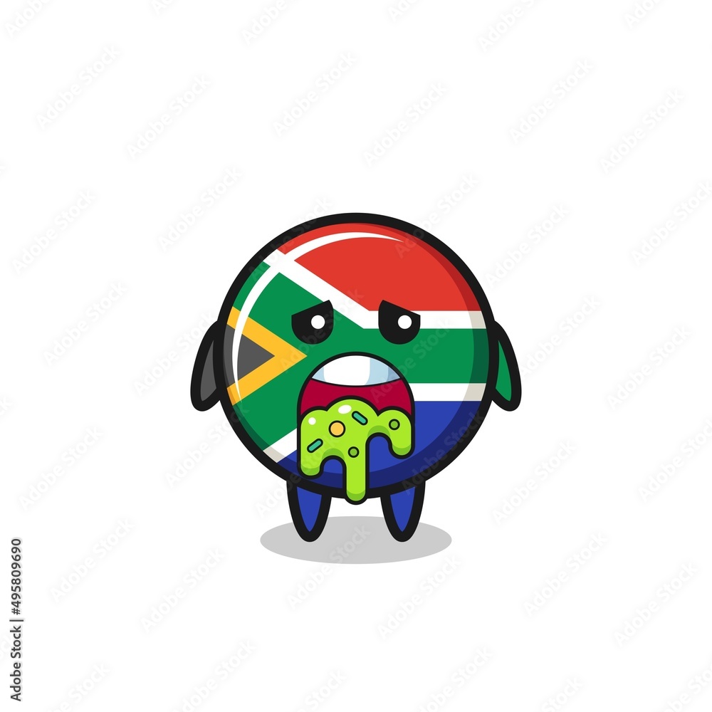 the cute south africa flag character with puke the cute south africa flag character with puke