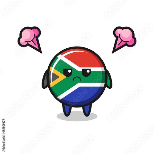 annoyed expression of the cute south africa flag cartoon character