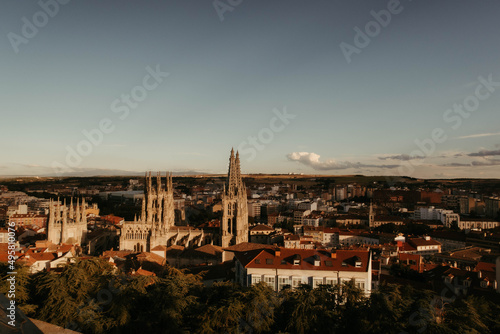 Picturesque view of the Burgos cityscape on blue sky background photo