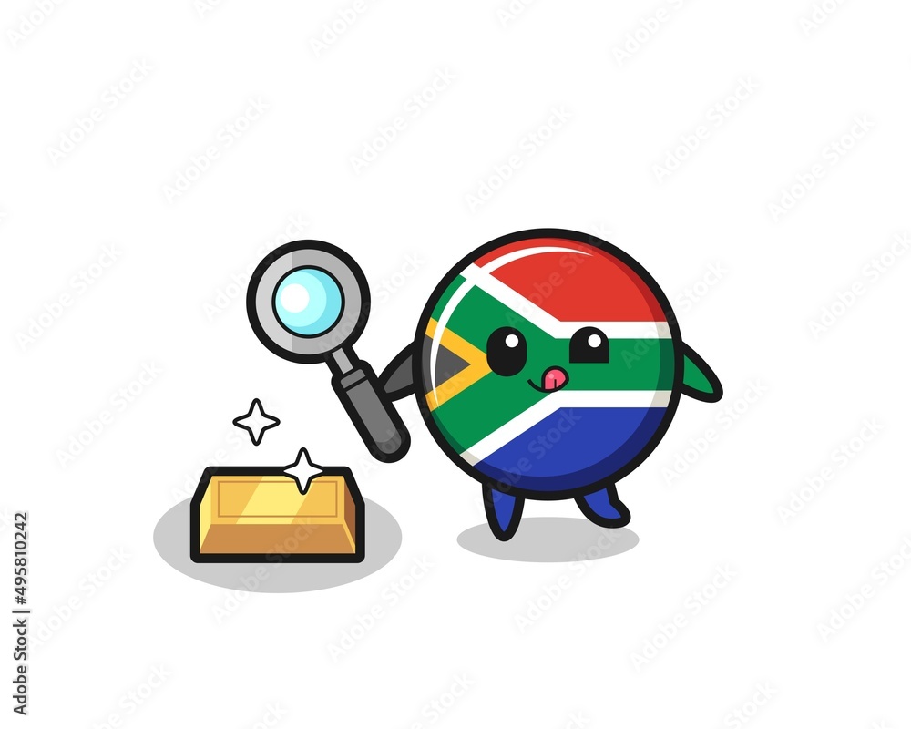south africa flag character is checking the authenticity of the gold bullion south africa flag character is checking the authenticity of the gold bullion
