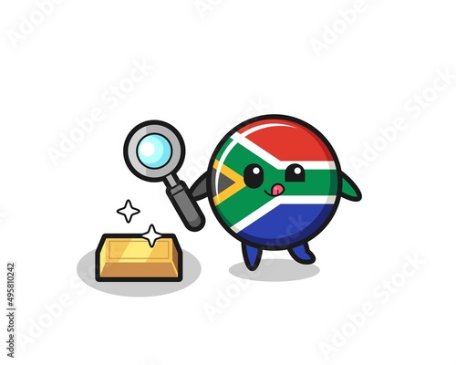 south africa flag character is checking the authenticity of the gold bullion