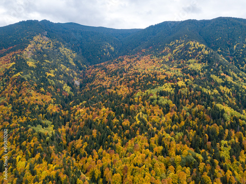 Scenic view of Rila mountain ranges in Bulgaria during autumn photo