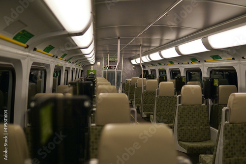 Empty Train Interior at Night