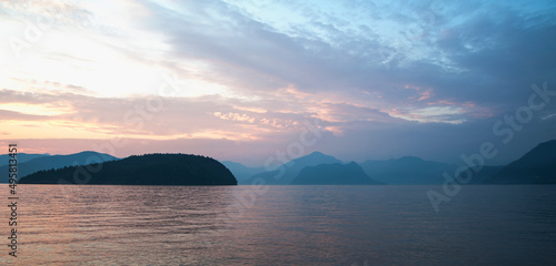 Dawn sky over peaceful Howe Sound, off West Vancouver. photo