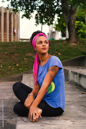 portrait of a woman sitting outdoor