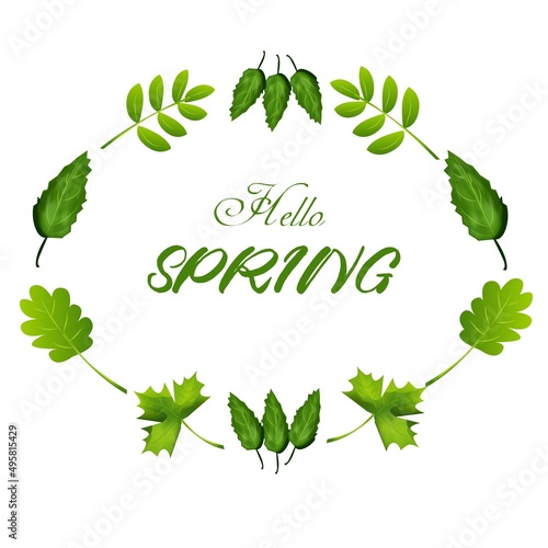 Spring Leaves Frame and Border Vector Illustration