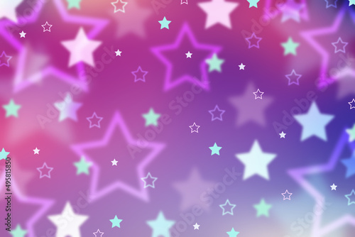 Neon Stars. Illustration with fantastic starry sky.
