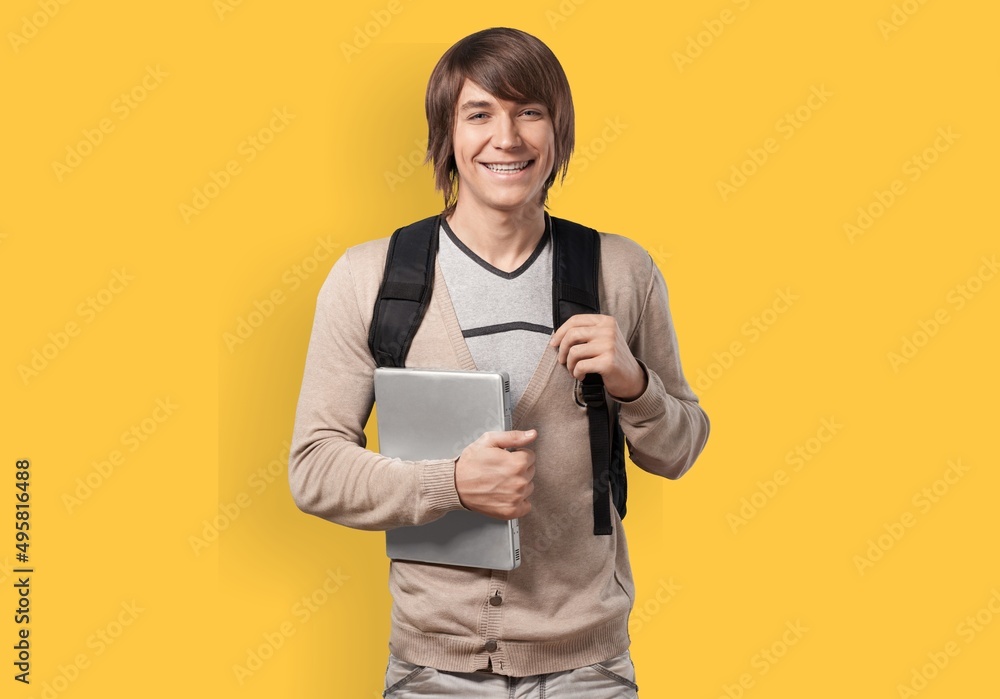 Crazy happy student with laptop computer Crazy happy student with laptop computer